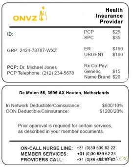 Carte d'assurance maladie des Pays Bas